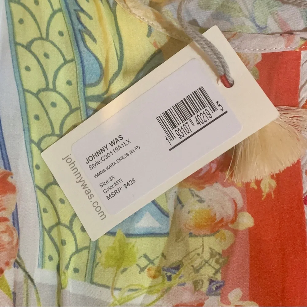 Johnny Was Bright Multicolor Floral Paisley Slip Maxi Dress - Picture 13 of 14